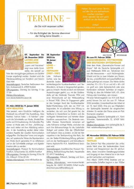 Коллекция проектов для рукодельниц в журнале «Patchwork das Magazin №1 2026»