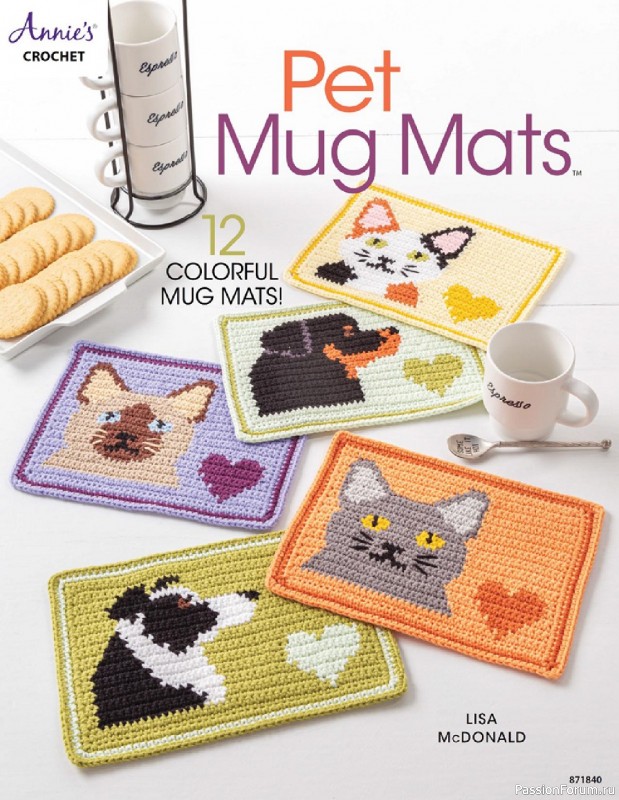 Вязаные проекты крючком в журнале «Pet Mug Mats»