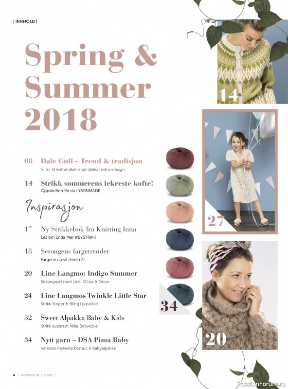 Вязаные проекты в журнале &laquo;Yarnmade №1 2018 Spring & Summer&raquo;.