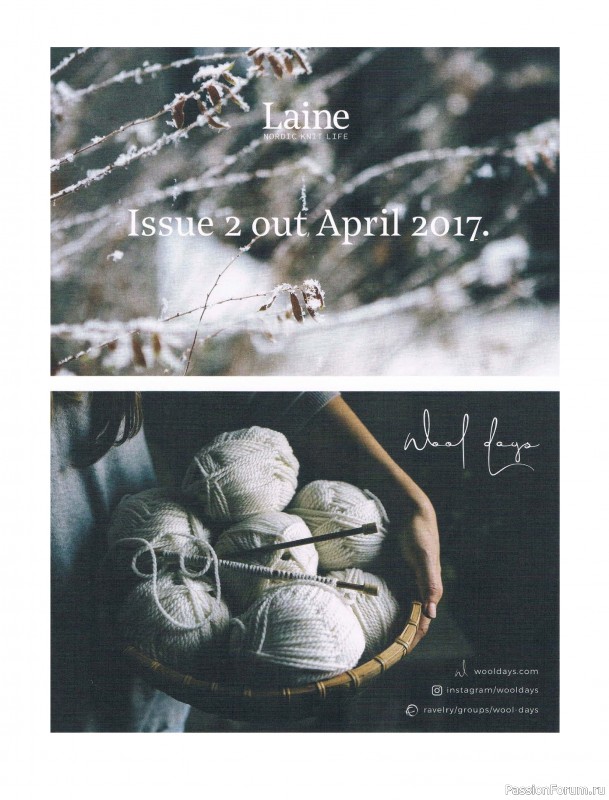 Вязаные проекты в журнале &laquo;Laine Magazine №1 2016 Autumn/Winter&raquo;.