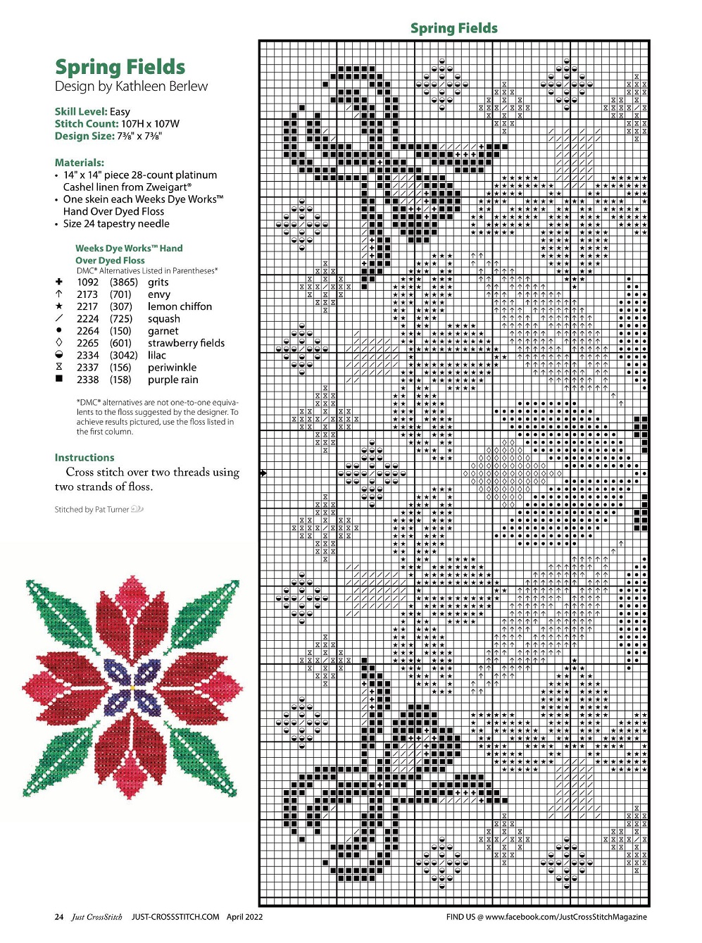 Вышивка крестом в журнале «Just CrossStitch - April 2022»