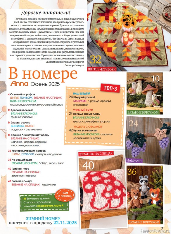 Коллекция проектов для рукодельниц в журнале &laquo;Anna №3 2025 Осень&raquo;