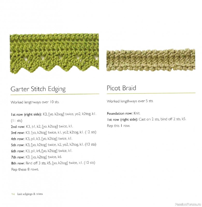 Вязаные проекты в книге &laquo;Knit Edgings & Trims 150 Stitches&raquo;.