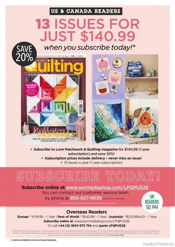 Коллекция проектов для рукодельниц в журнале &laquo;Love Patchwork & Quilting №160 2026&raquo;