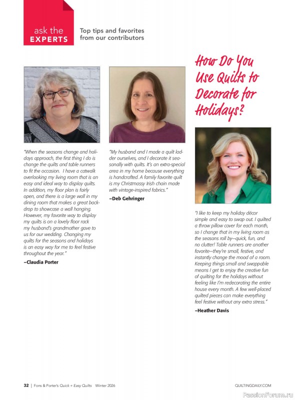 Коллекция проектов для рукодельниц в журнале &laquo;Quick+Easy Quilts - Winter 2026&raquo;