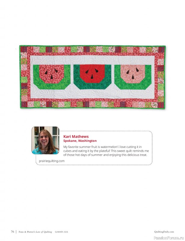 Коллекция проектов для рукодельниц в журнале «Love of Quilting - Summer 2026»