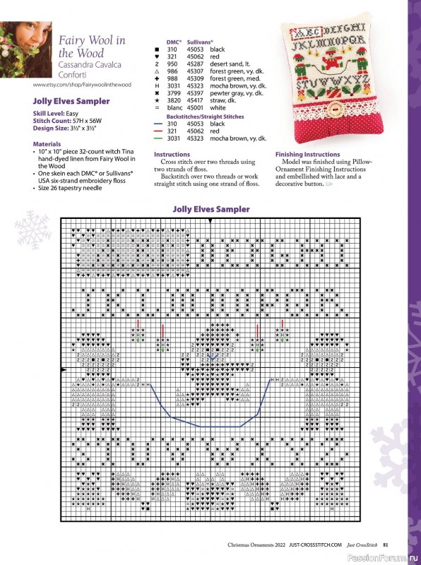 Коллекция вышивки в журнале «Just CrossStitch - Christmas Ornaments 2022»