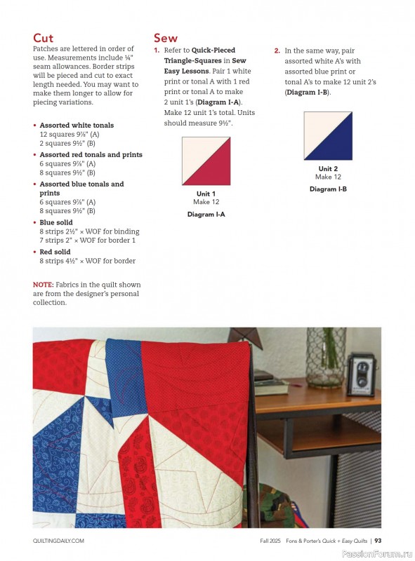 Коллекция проектов для рукодельниц в журнале «Quick+Easy Quilts - Fall 2025»