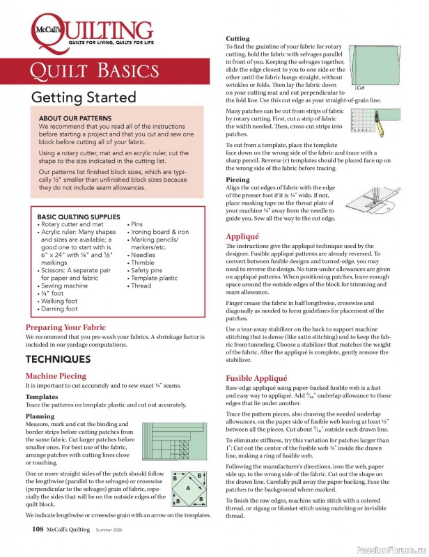 Коллекция проектов для рукодельниц в журнале &laquo;McCall's Quilting - Summer 2026&raquo;