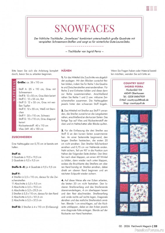 Коллекция проектов для рукодельниц в журнале &laquo;Patchwork das Magazin №2 2026&raquo;