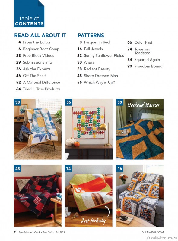 Коллекция проектов для рукодельниц в журнале «Quick+Easy Quilts - Fall 2025»