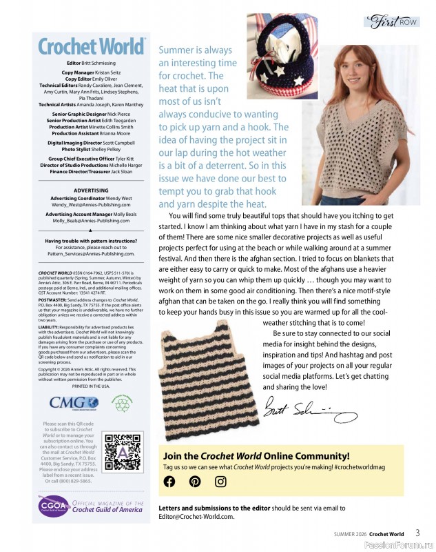 Вязаные проекты крючком в журнале &laquo;Crochet World - Summer 2026&raquo;
