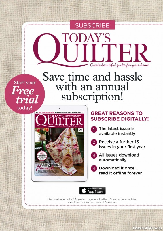 Коллекция проектов для рукодельниц в журнале «Todays Quilter №134 2025»