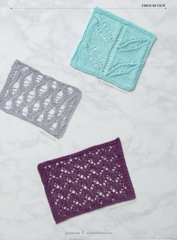Вязаные модели спицами в журнале «Interweave Knits - Summer 2022»