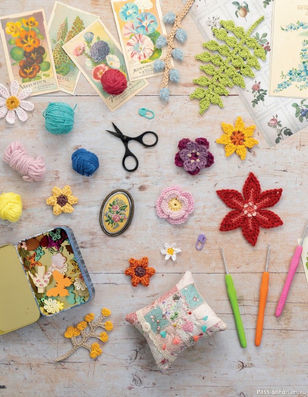 Bязаные проекты в журнале «100 crochet: flowers, plants and petals»