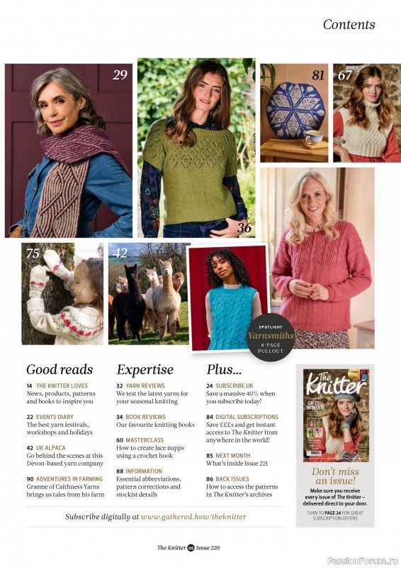 Вязаные проекты спицами в журнале «The Knitter №220 2025»