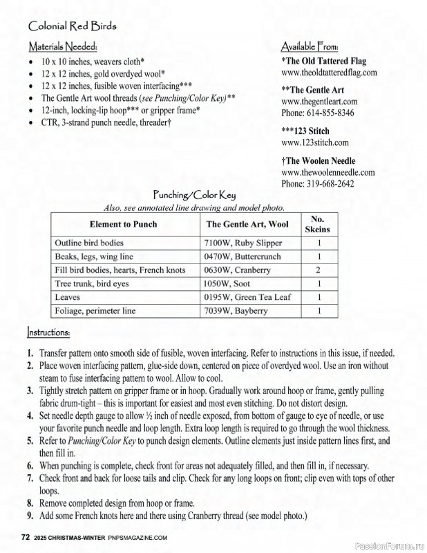 Коллекция вышивки в журнале «Punch Needle & Primitive Stitcher - Winter 2025»