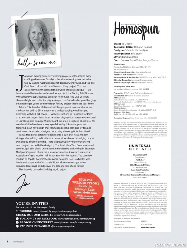 Коллекция проектов для рукодельниц в журнале &laquo;Australian Homespun - February-March 2026&raquo;