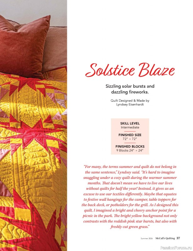 Коллекция проектов для рукодельниц в журнале &laquo;McCall's Quilting - Summer 2026&raquo;