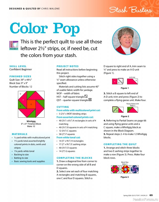 Коллекция проектов для рукодельниц в журнале «Quilter's World - Spring 2026»