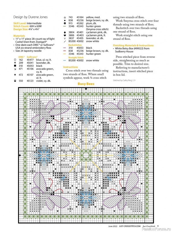 Коллекция вышивки в журнале «Just CrossStitch - June 2022»