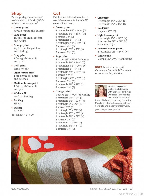 Коллекция проектов для рукодельниц в журнале «Quick+Easy Quilts - Fall 2025»