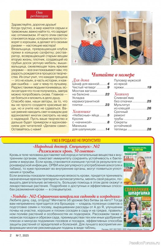 Коллекция проектов для рукодельниц в журнале «Делаем сами №7 2025»