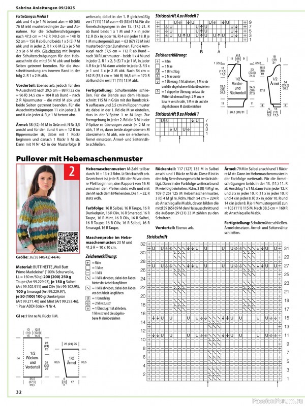Вязаные модели в журнале «Sabrina №9 2025 German»