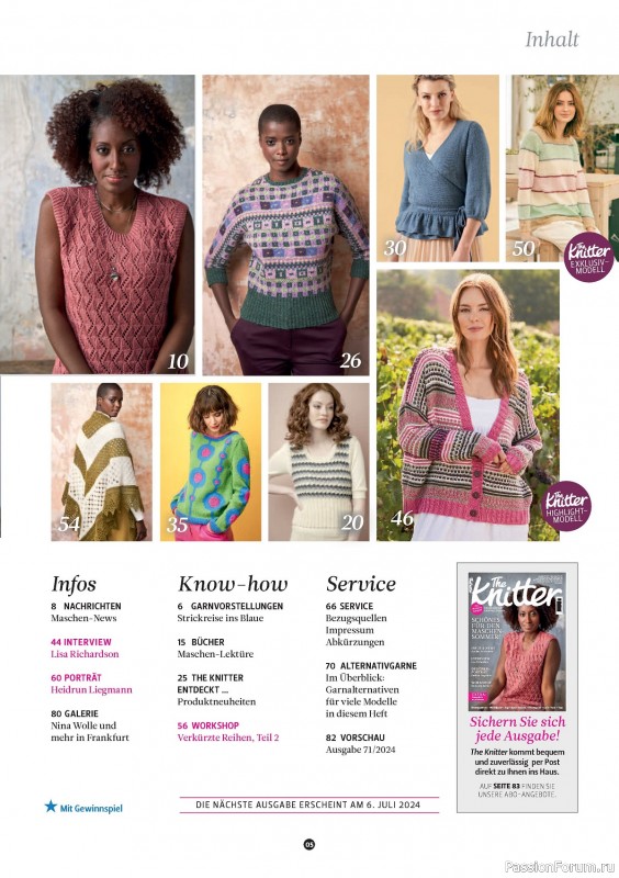 Вязаные проекты спицами в журнале «The Knitter №70 2024»
