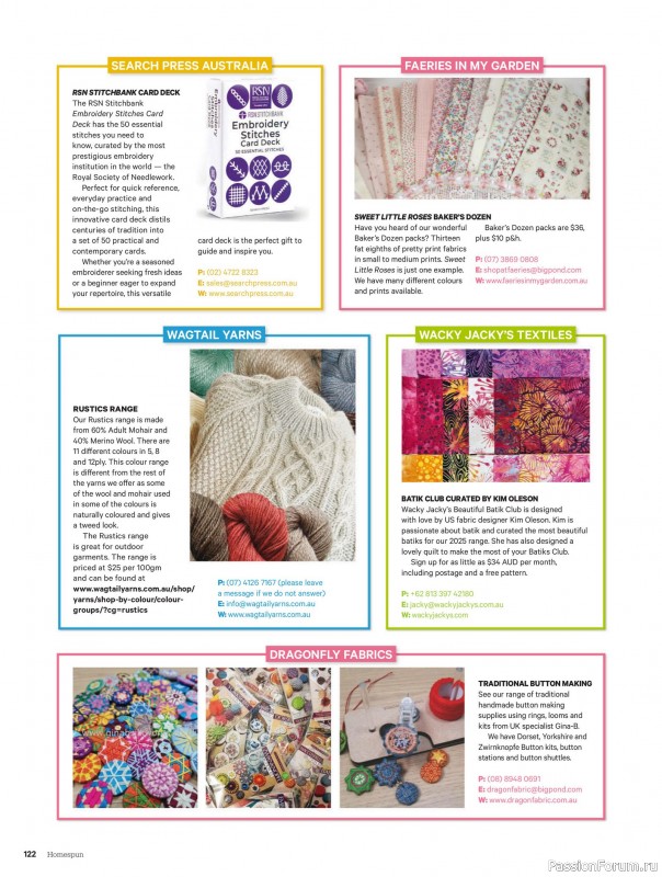 Коллекция проектов для рукодельниц в журнале «Australian Homespun - October-November 2025»