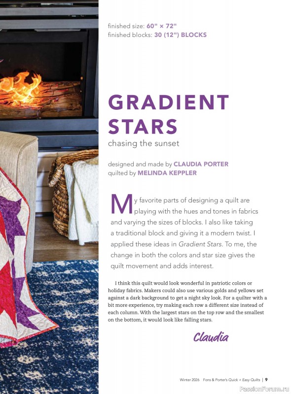 Коллекция проектов для рукодельниц в журнале &laquo;Quick+Easy Quilts - Winter 2026&raquo;