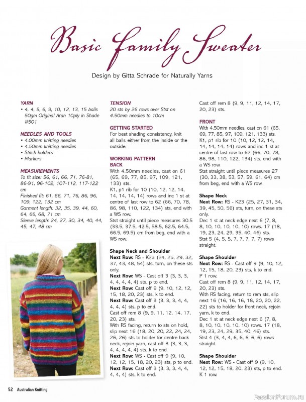 Вязаные модели спицами в журнале &laquo;Australian Knitting Vol.18 №1 2026&raquo;