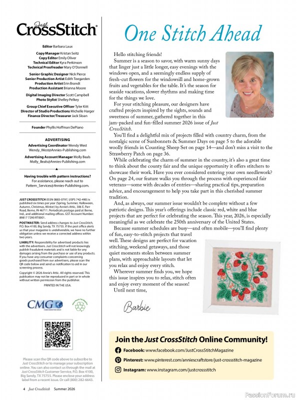 Коллекция вышивки в журнале &laquo;Just CrossStitch - Summer 2026&raquo;
