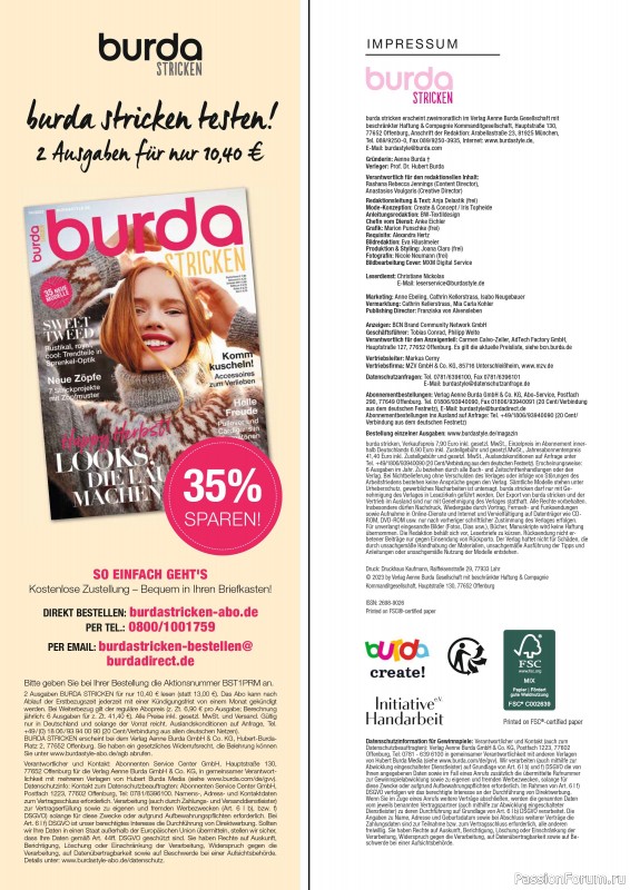 Вязаные модели в журнале «Burda Stricken №4 2023»