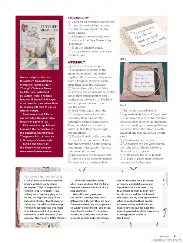 Коллекция проектов для рукодельниц в журнале «Australian Homespun №228 2025»