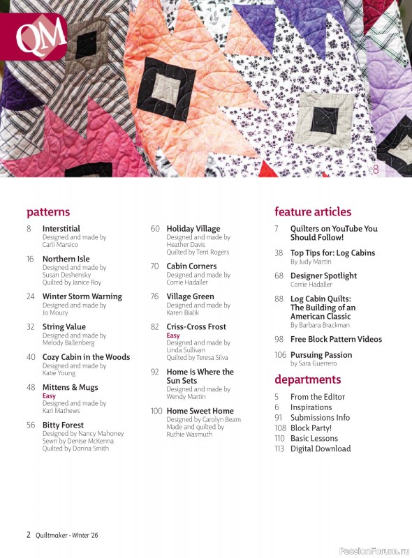 Коллекция проектов для рукодельниц в журнале «Quiltmaker - Winter 2026»