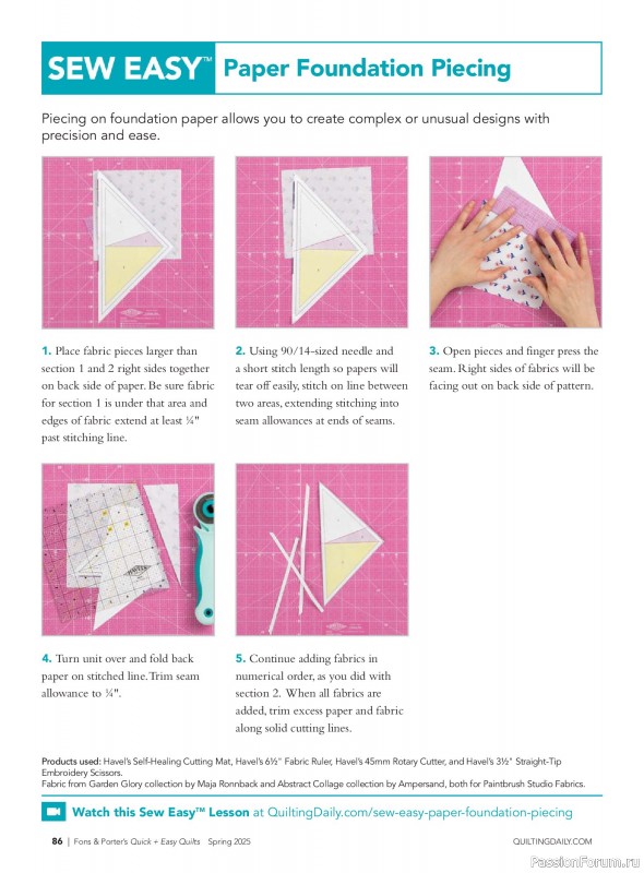 Коллекция проектов для рукодельниц в журнале «Quick+Easy Quilts - Spring 2025»
