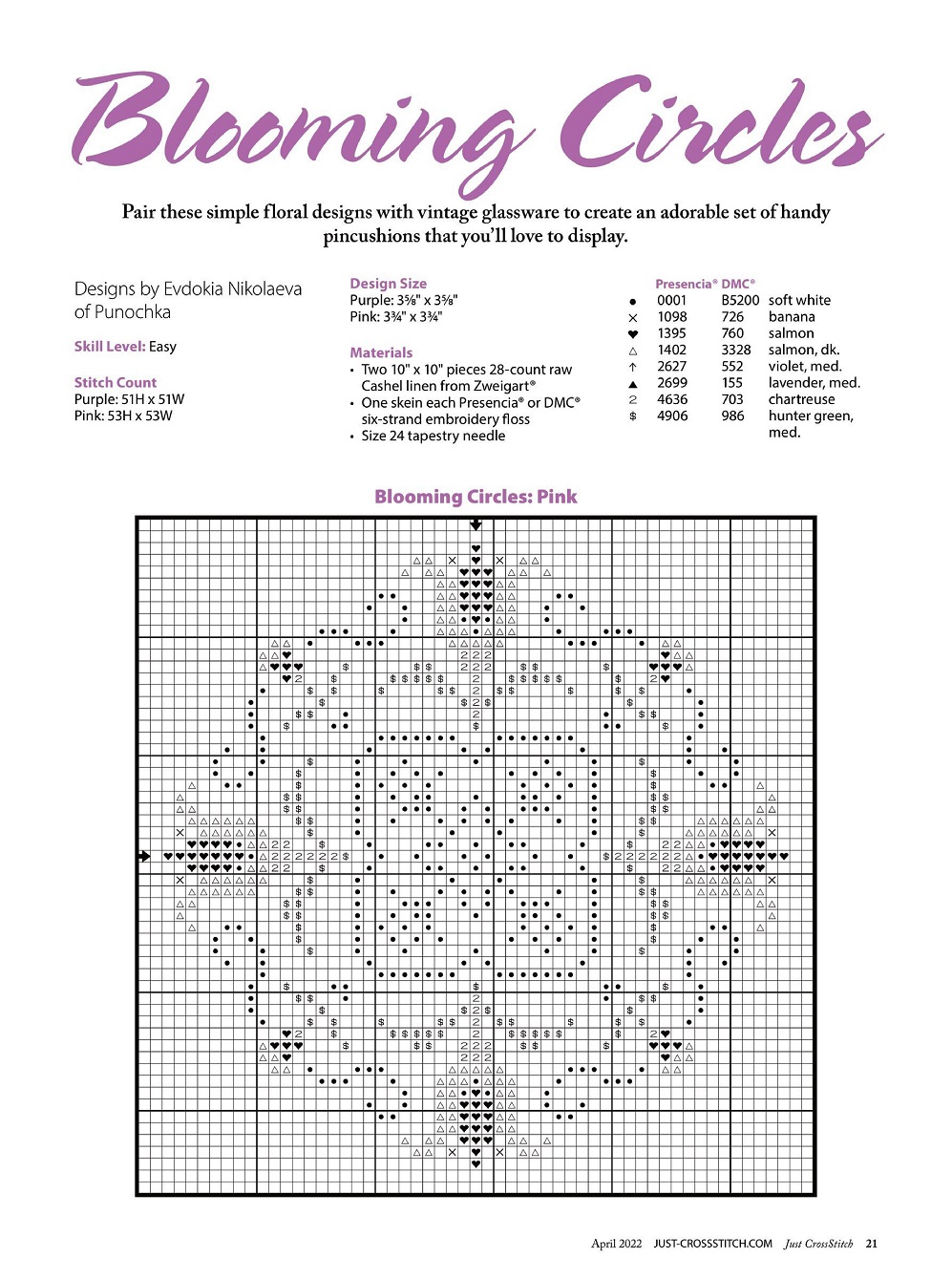 Вышивка крестом в журнале «Just CrossStitch - April 2022»
