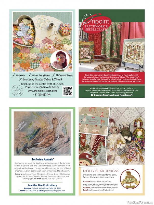 Коллекция проектов для рукодельниц в журнале «Australian Homespun - October-November 2025»