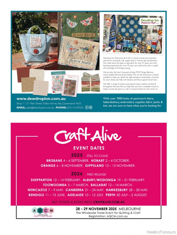 Коллекция проектов для рукодельниц в журнале «Australian Homespun - October-November 2025»