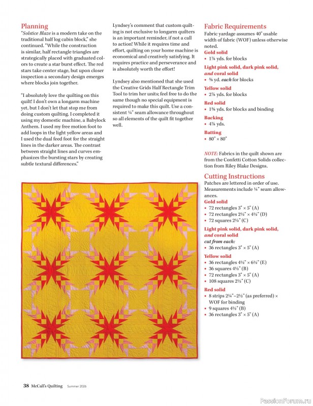 Коллекция проектов для рукодельниц в журнале &laquo;McCall's Quilting - Summer 2026&raquo;