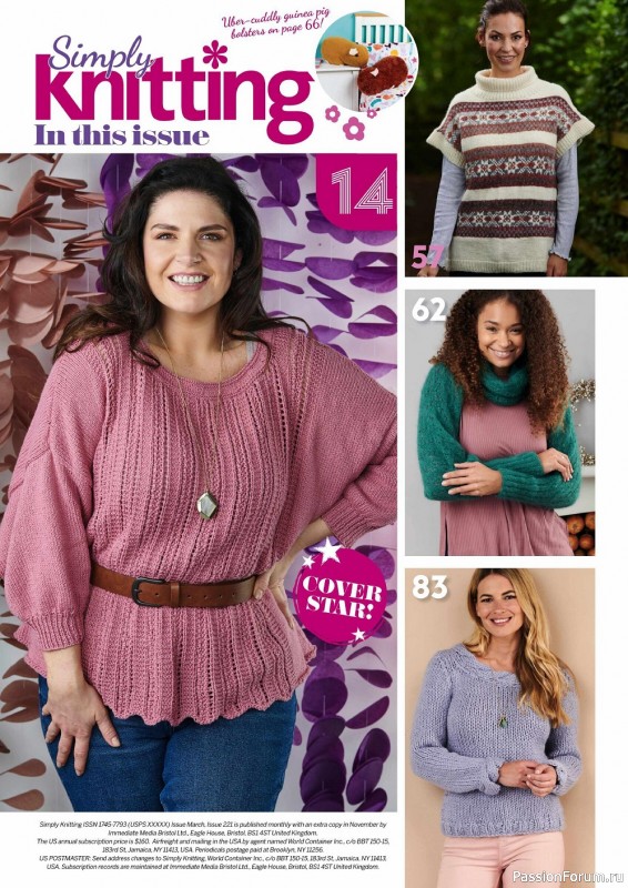 Модели вязаной одежды в журнале "Simply Knitting №221 2022"