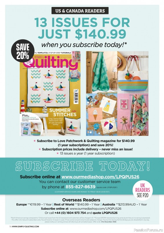 Коллекция проектов для рукодельниц в журнале &laquo;Love Patchwork & Quilting №167 2026&raquo;