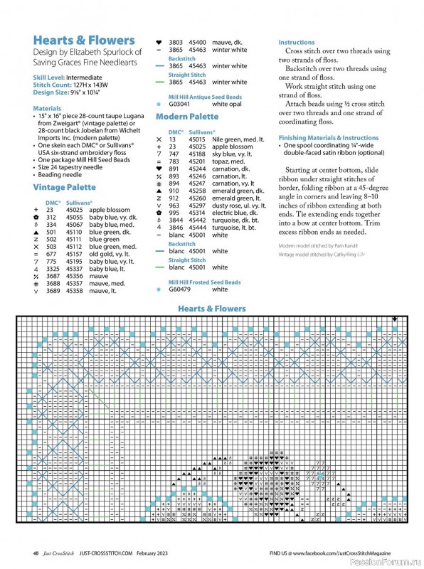 Коллекция вышивки в журнале «Just CrossStitch - February 2023»