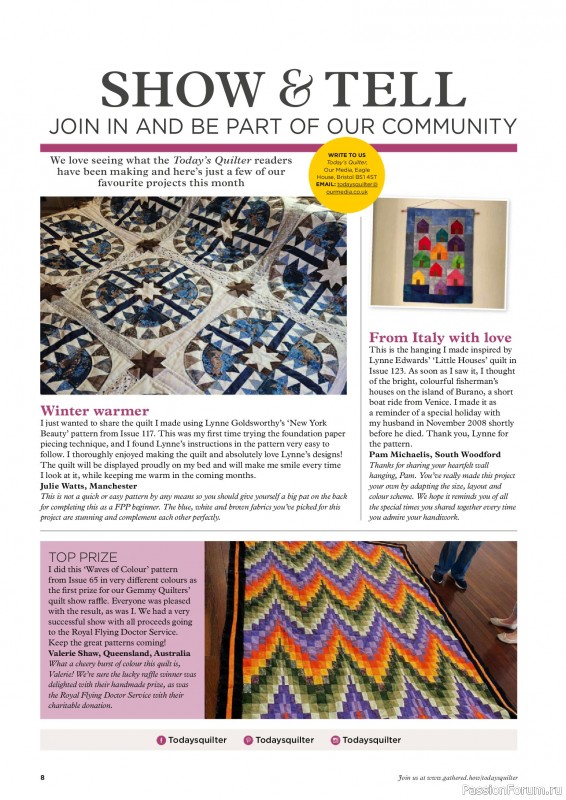 Коллекция проектов для рукодельниц в журнале «Todays Quilter №133 2025»