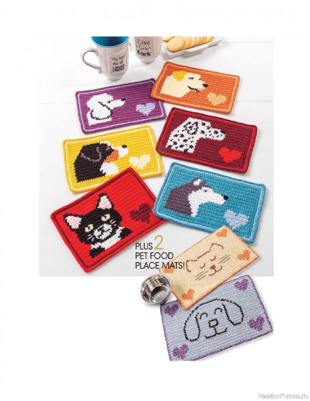 Вязаные проекты крючком в журнале «Pet Mug Mats»
