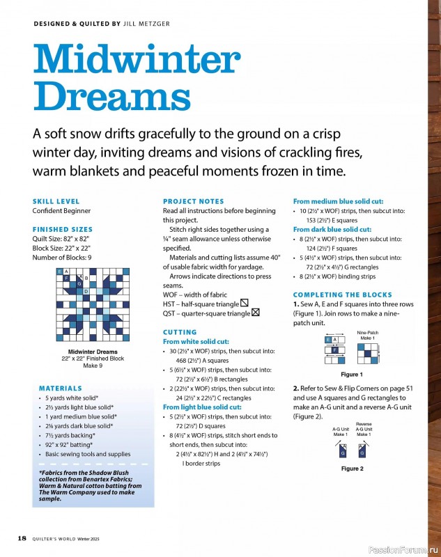 Коллекция проектов для рукодельниц в журнале «Quilter's World - Winter 2025»