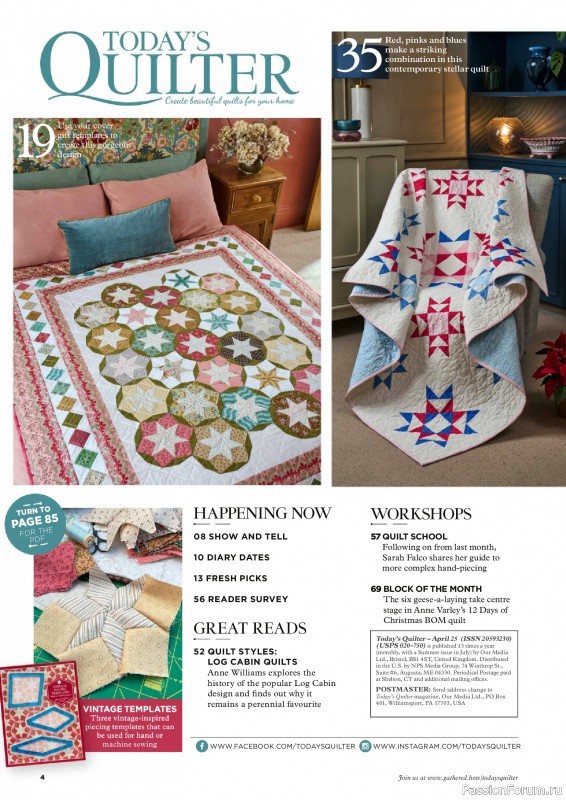 Коллекция проектов для рукодельниц в журнале «Todays Quilter №125 2025»