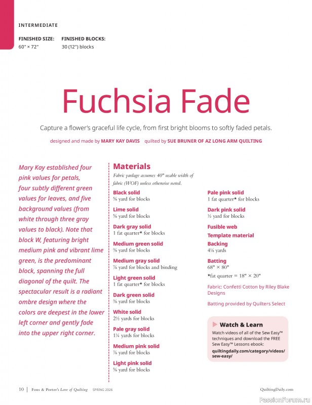 Коллекция проектов в журнале &laquo;Fons & Porter's Love of Quilting - Spring 2026&raquo;