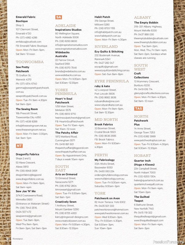 Коллекция проектов для рукодельниц в журнале «Australian Homespun №228 2025»